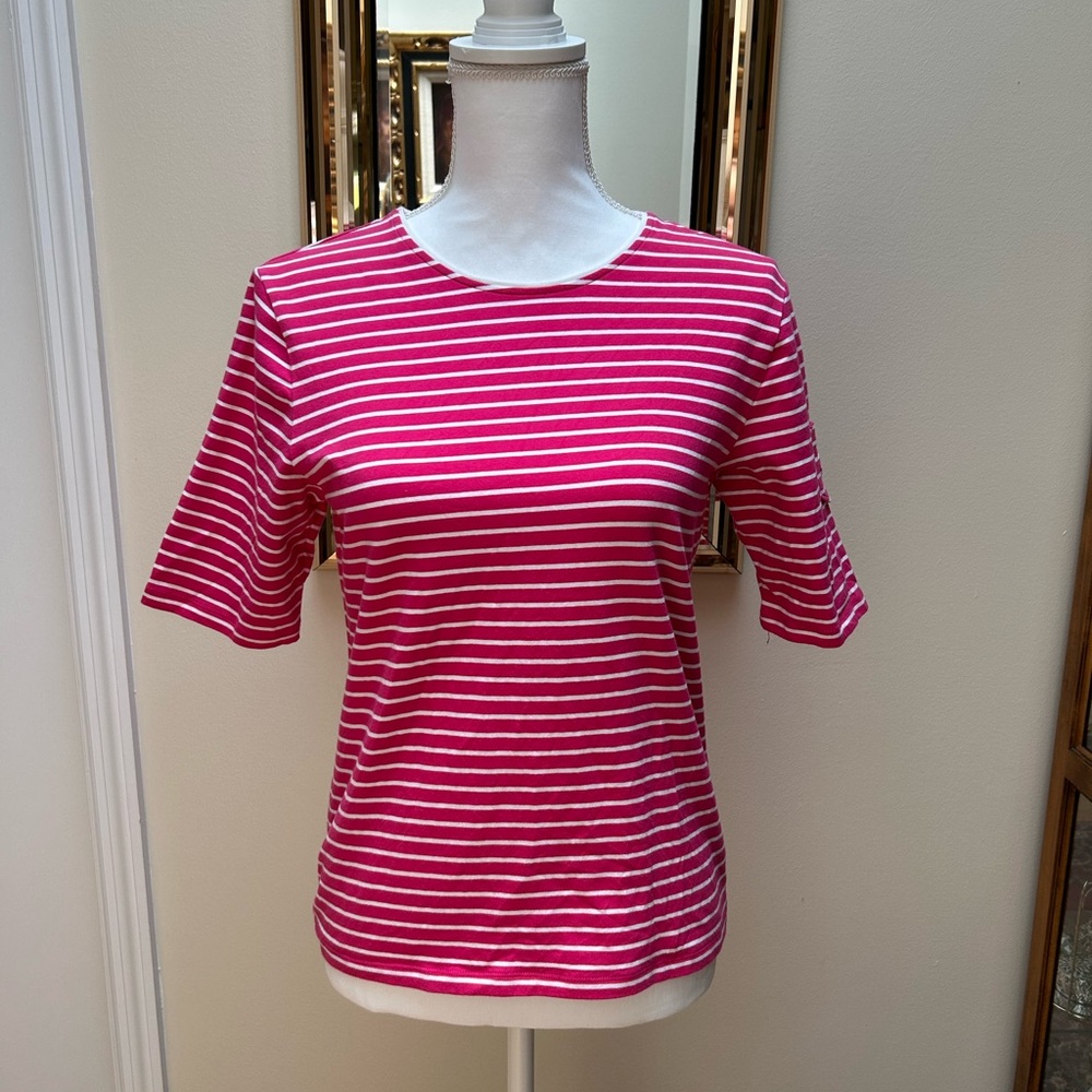 Ralph Lauren Pink and White Striped Short Sleeve Tee